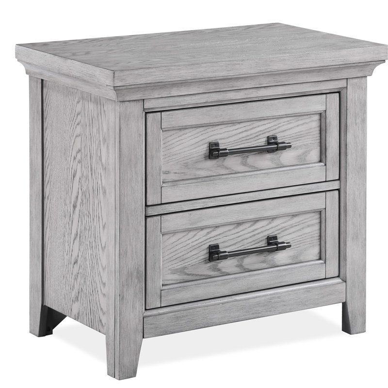 Table de chevet de style transitionnel gris pour chambre à coucher avec deux tiroirs