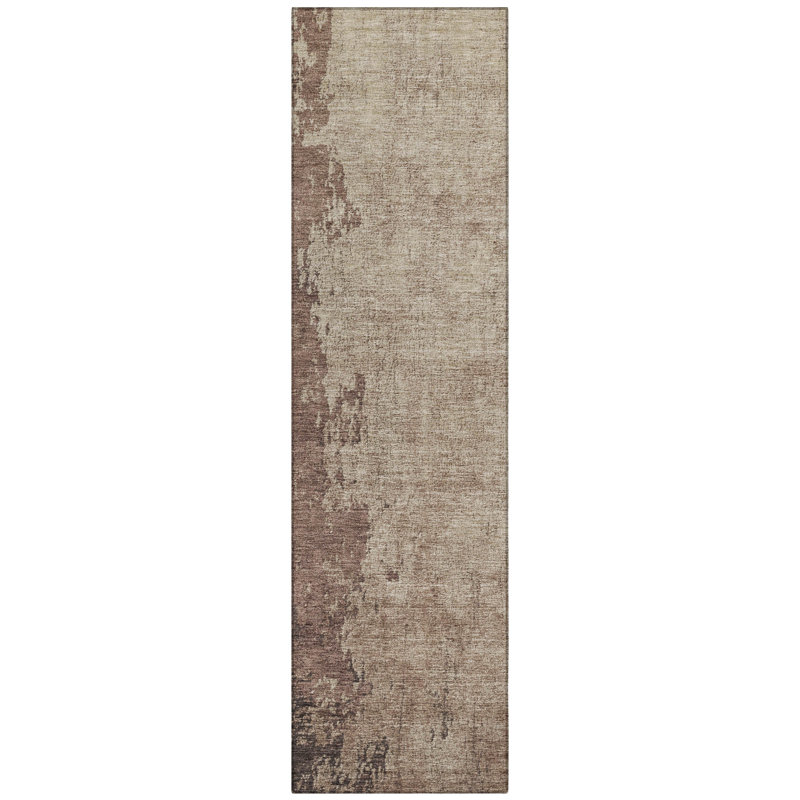 Machine Washable Indoor/Outdoor Xhevrie Chocolate Rug, Runner 2'3" x 7'6"