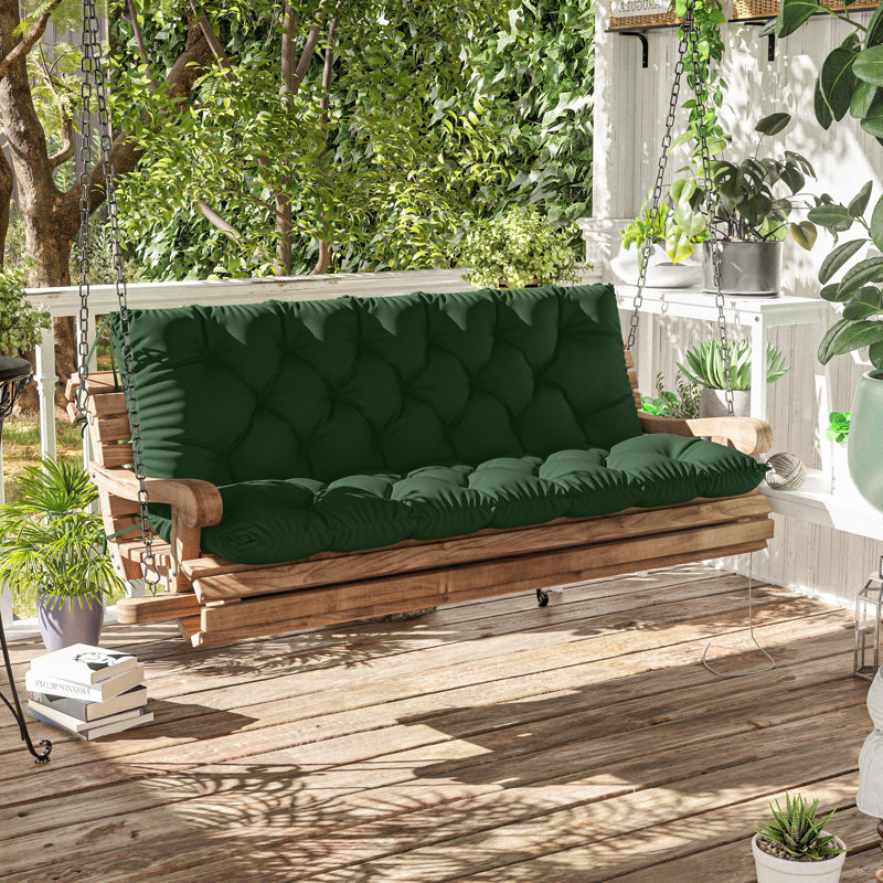 Coussin de banc d'extérieur Wynee, Vert olive, L 59,5 po x P 20 po