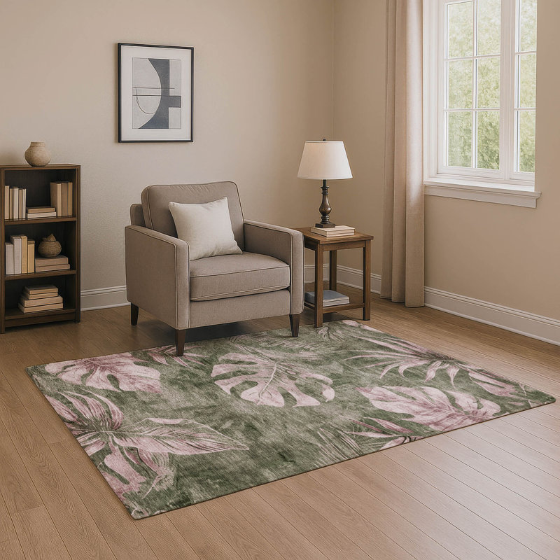 Tapis floral de qualité supérieure lavable à la machine AMF1887, Rectangle 2 pi 6 po x 3 pi 10 po