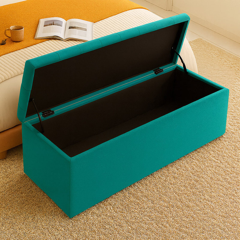 Chesterfield Ottoman Storage Box - Plush Velvet Blanket box - Shoe Bench - End of Bed Bench, 40cm H x 180cm W x 40cm D, Teal