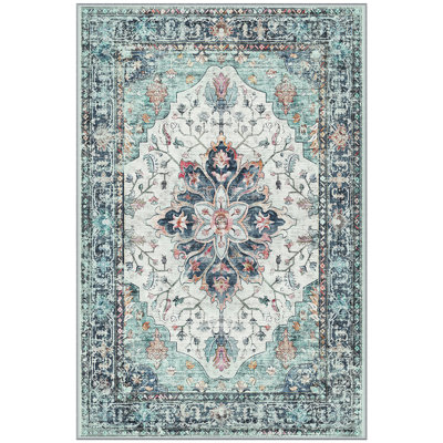 Sunflower Vintage Medallion Print Area Rug Non-Slip Machine Washable Low Pile for Living Room Bedroom