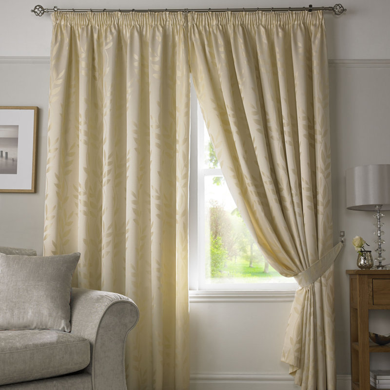 Semi Sheer Curtain Pair, Cream, 116 cm W x 137 cm D