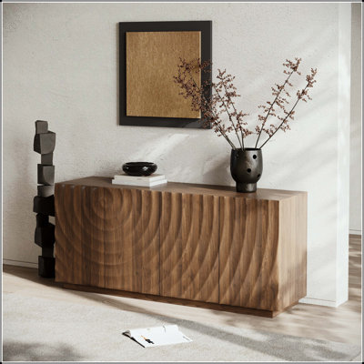 Buffet noyer avec texture ondulée 3D