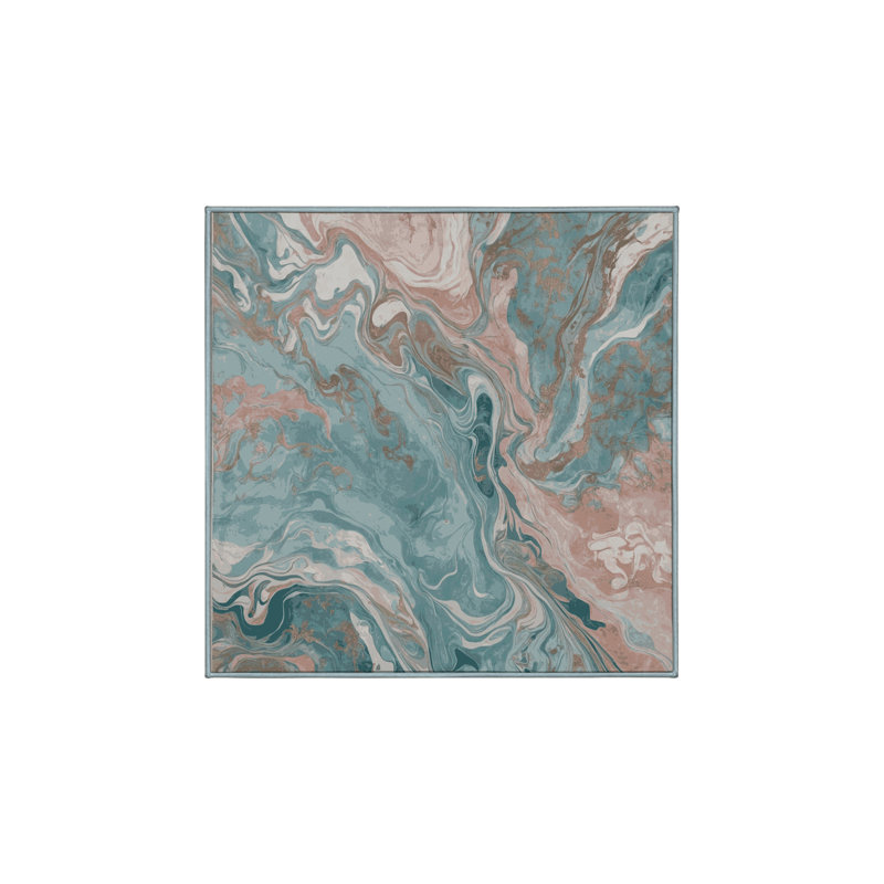 Tapis bleu soyeux et moelleux, Carré 4 pi