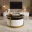 Table basse ronde moderne noire et dorée avec tiroir 31,5 po Modern