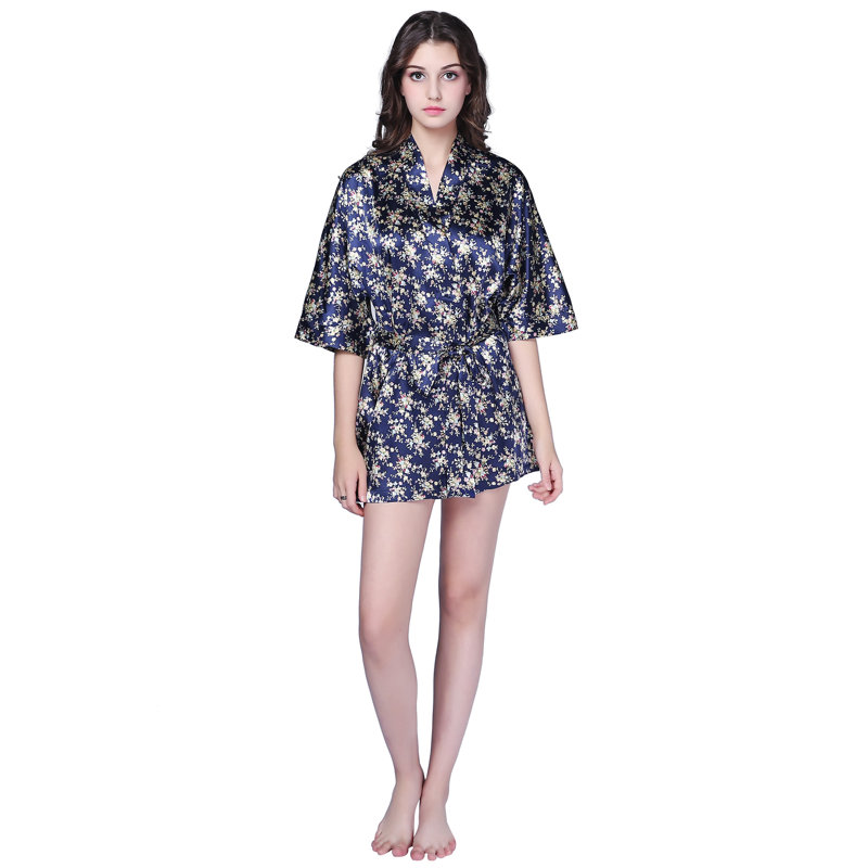Peignoir Richie Sateen, L, Bleu marine