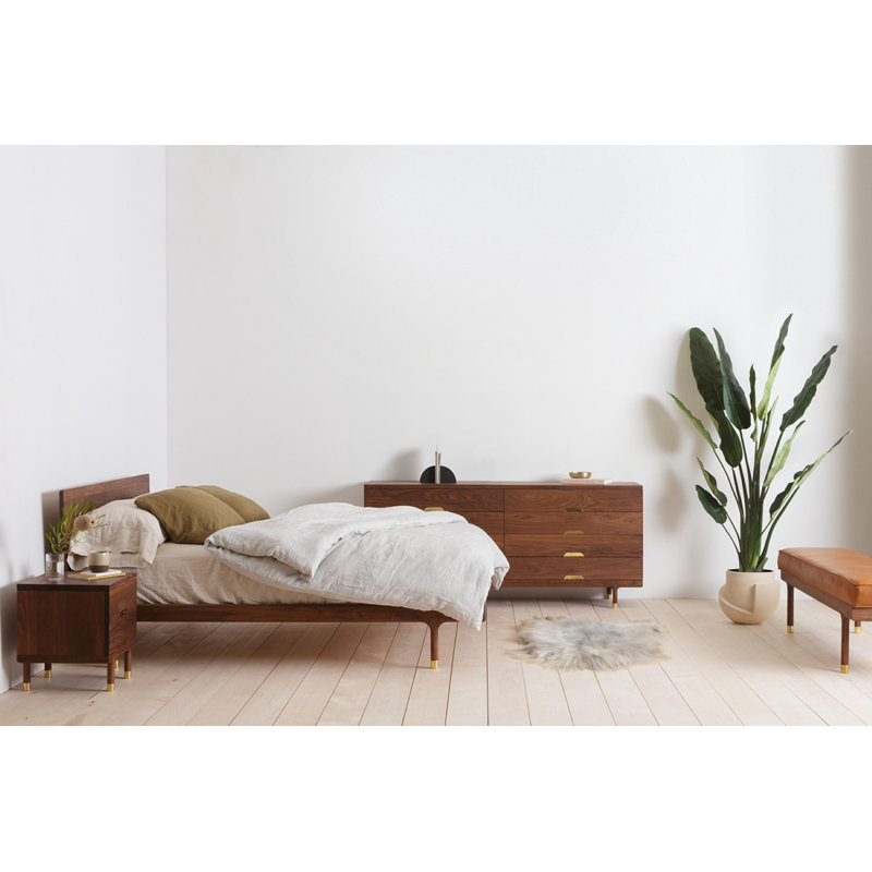 Simple Solid Wood Bench, Brown