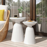 Caneisha Round Iron Outdoor Side Table