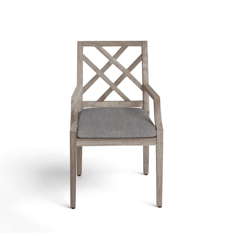 Haley Patio Dining Armchair with Cushions, Oyster Teak, No Welt, Verona Mist