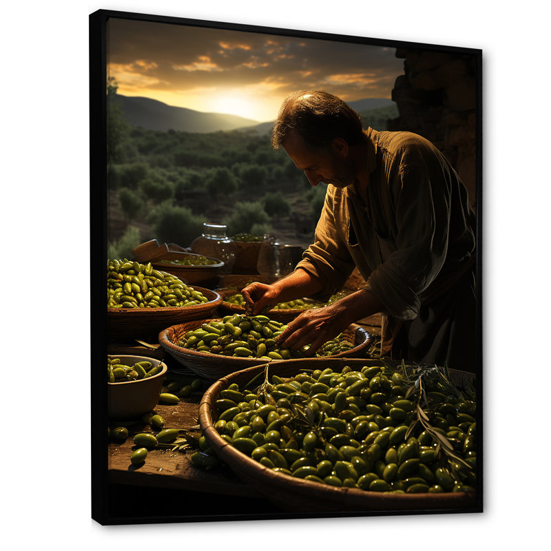 Espagne Espagne Olive Harvest II - impression, H 20 po x l 12 po x P 1 po, Cadre flottant noir