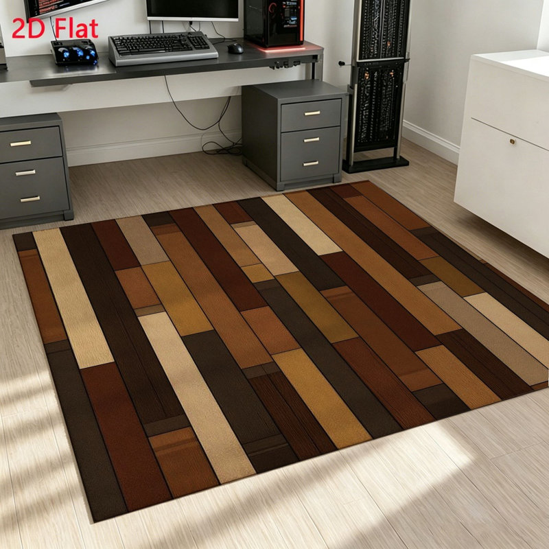 Wood Plank Area Rug, Floor Mat for Living Room, Bedroom, entryway, Home Office and Dining Spaces, Non-Slip, Easy Clean, Decorative Decor