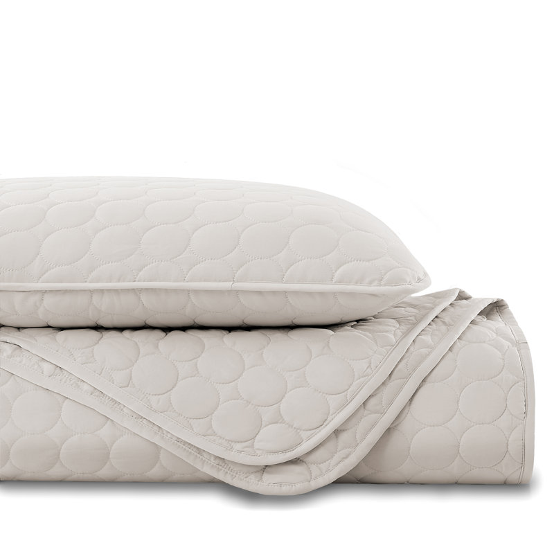 Bone Full Microfiber Quilt Set with Minimalist Circle Design