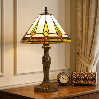 Lampe de table rétro 18,1 po, base E26, ampoule DEL incluse, lampe en verre coloré faite à la main, pour chambre à coucher, salon, bureau personnel, bureau, décoration artisanale