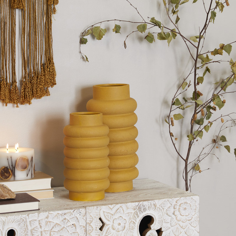 Alix 16.2'' Stoneware Table Vase, Yellow