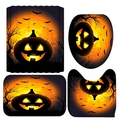 Ensemble de rideau de douche Halloween 72 x 72 pouces, ensemble de 4 rideaux de douche en polyester