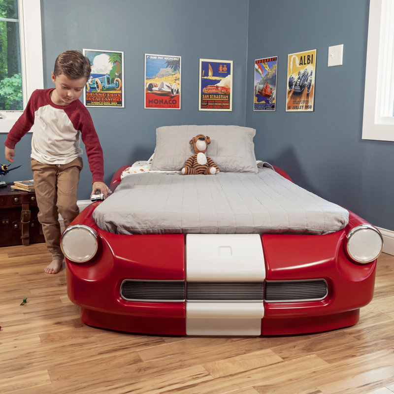 Step2 Toddler to Twin Size Children’s Roadster Car Bed Frame, Red