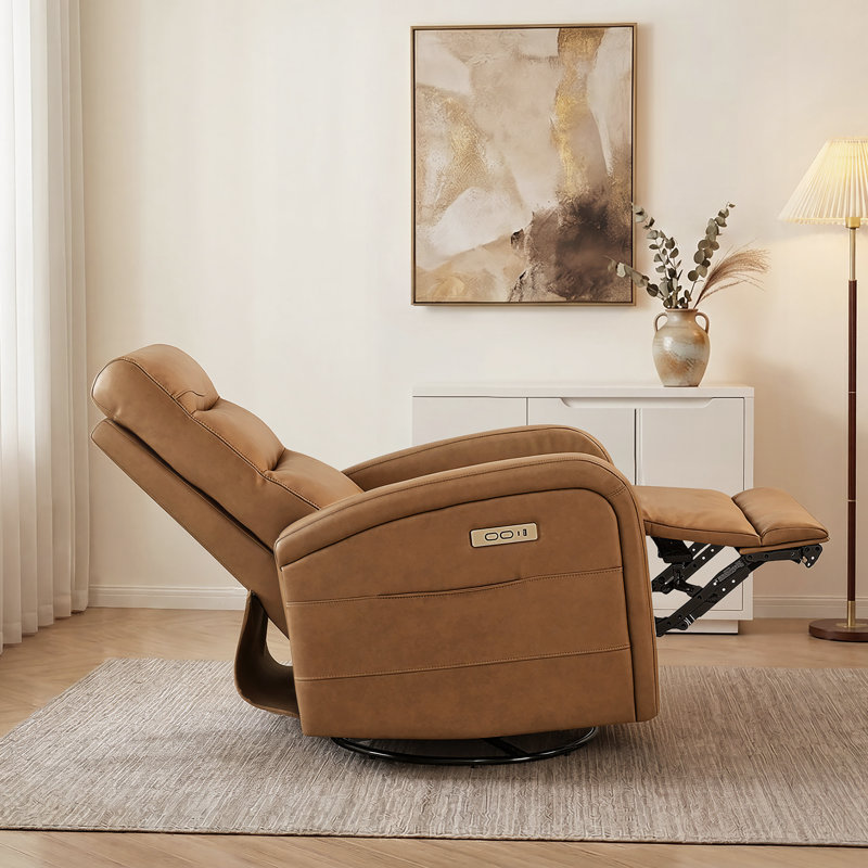 Fauteuil inclinable pivotant de 31,1 po avec rotation de 270 °, glissement en douceur et poche de rangement latérale