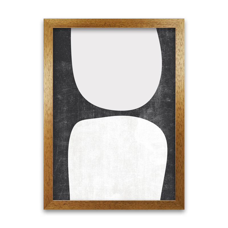 Mid Century Black And White Grunge A - Print, Oak Frame, 84cm H x 59cm W x 3cm D