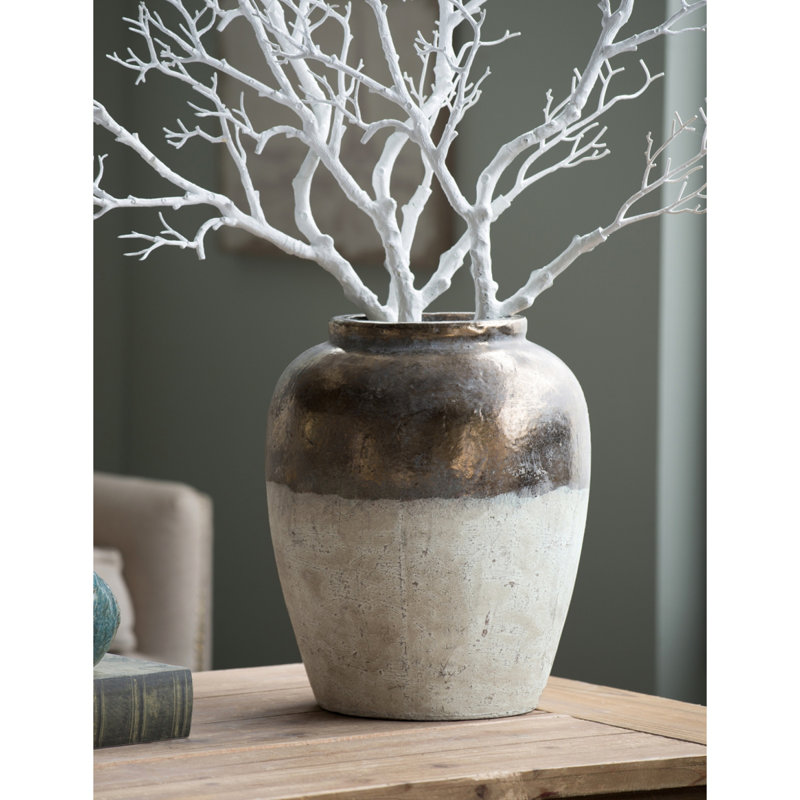 13X13x16" Round Sienna Brown Ceramic Accent Vase