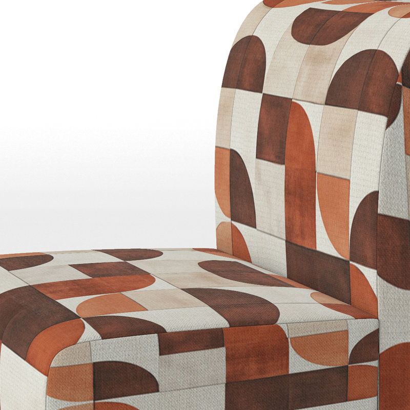 Fauteuil de chambre abstrait Mid-Century rembourré - Fauteuil de chambre Crescent, Pantoufle sans accoudoirs