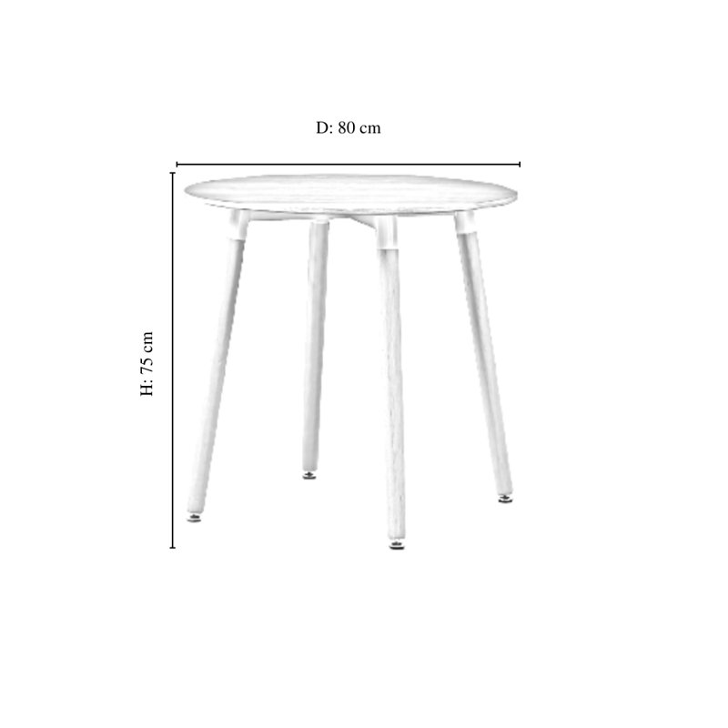 Sade 4 Person Dining Set - a Round Plastic Dining Table with Wooden Legs and a Set of 4 Faux Leather Cushion Padded Dining Chairs for Dining Room - Modern Dining Table Set
