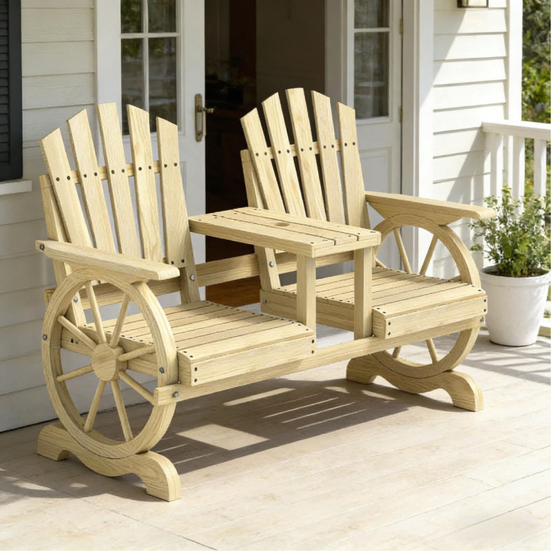Banc de jardin en bois à haut dossier et banc de patio 2 places