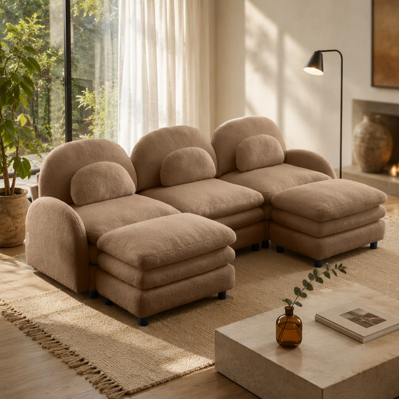 Canapé modulaire Teddy, L 98,2 po, Camel Teddy