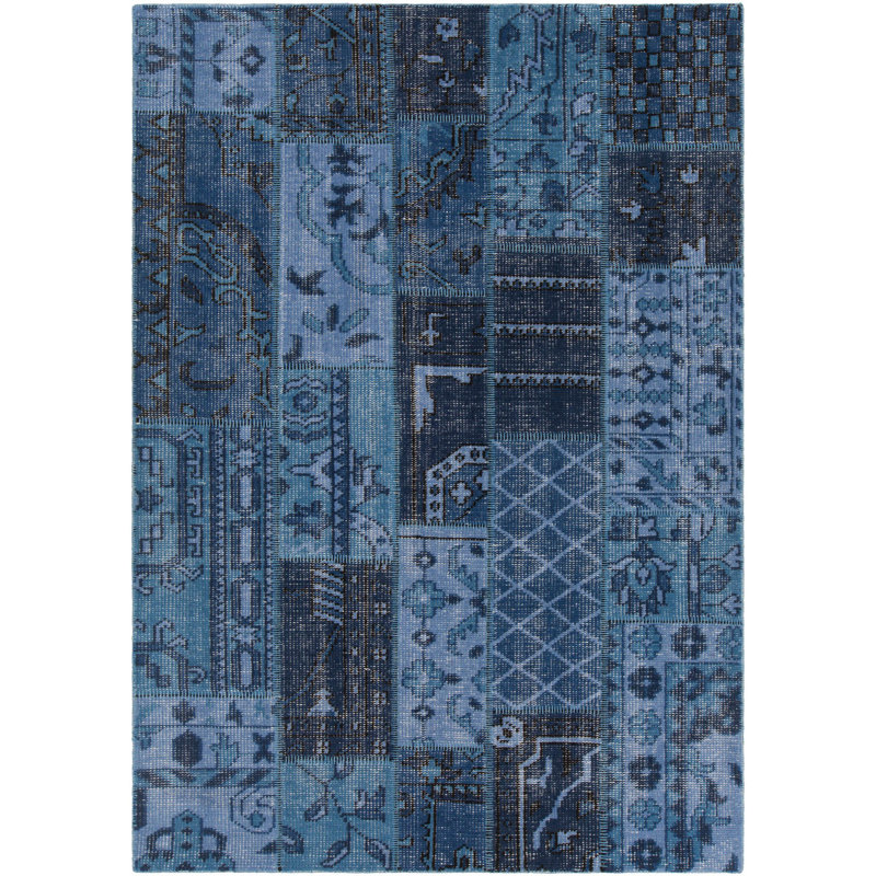 Fusion Wool Southwestern Area Rug in Blue, Rectangle 7'9" x 10'6"