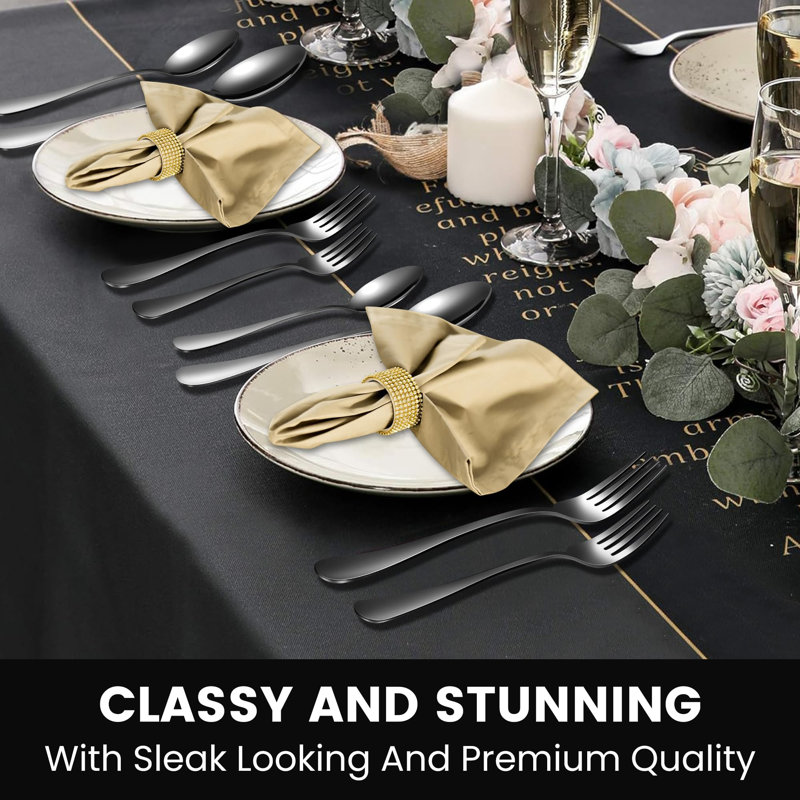 Latitude Run® Mehrunisha Stainless Steel Flatware Set - Service for 8, Black