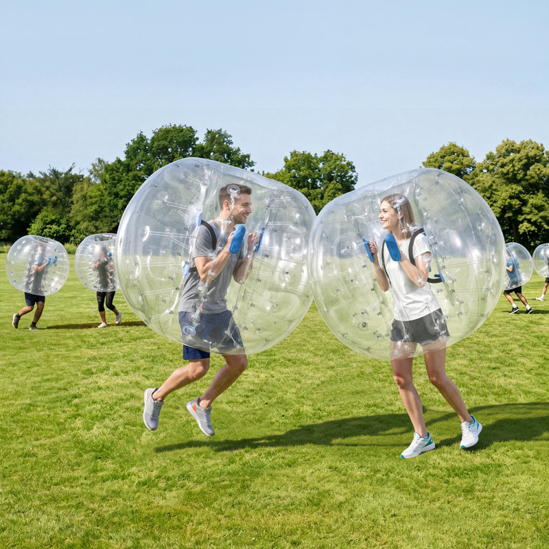 Ensemble de 2 ballons gonflables transparents de 1,5 m (5 pi), parfaits pour les adultes, pour le jardin, le camping, les pique-niques, les parcs, les pelouses et les jeux d'équipe en extérieur. Fabriqués en PVC épais, ces ballons de sumo ont une poignée.