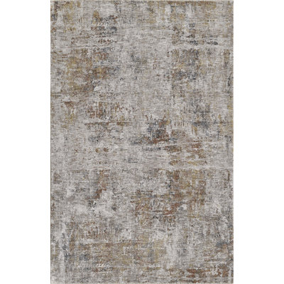 Tapis abstrait en polyester tissé à la machine beige / brun Kampou