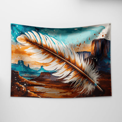 Southwestern Patterns Eagle Feather Wall Tapestry
