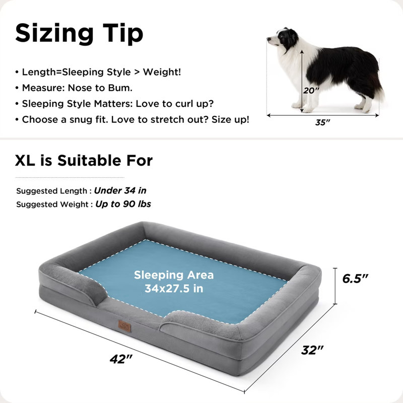 Lit orthopédique pour chien, canapé-lit lavable imperméable avec housse amovible, base antidérapante pour chiens de grande et moyenne taille