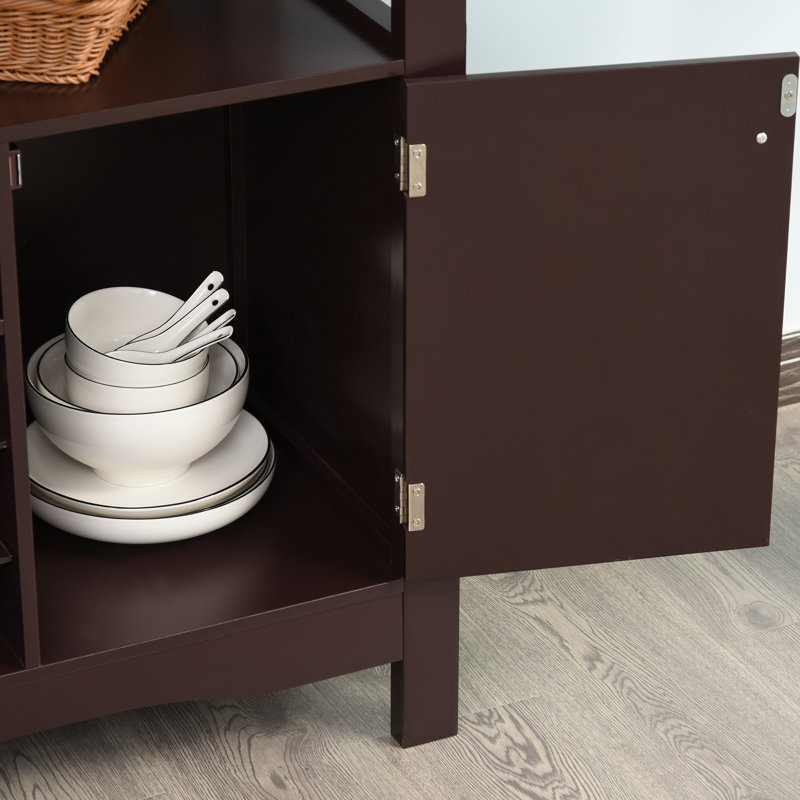 Brycin Modern Wine Buffet Sideboard Storage Natural Wood Top with Drawer,Buffet cabinet, Brown