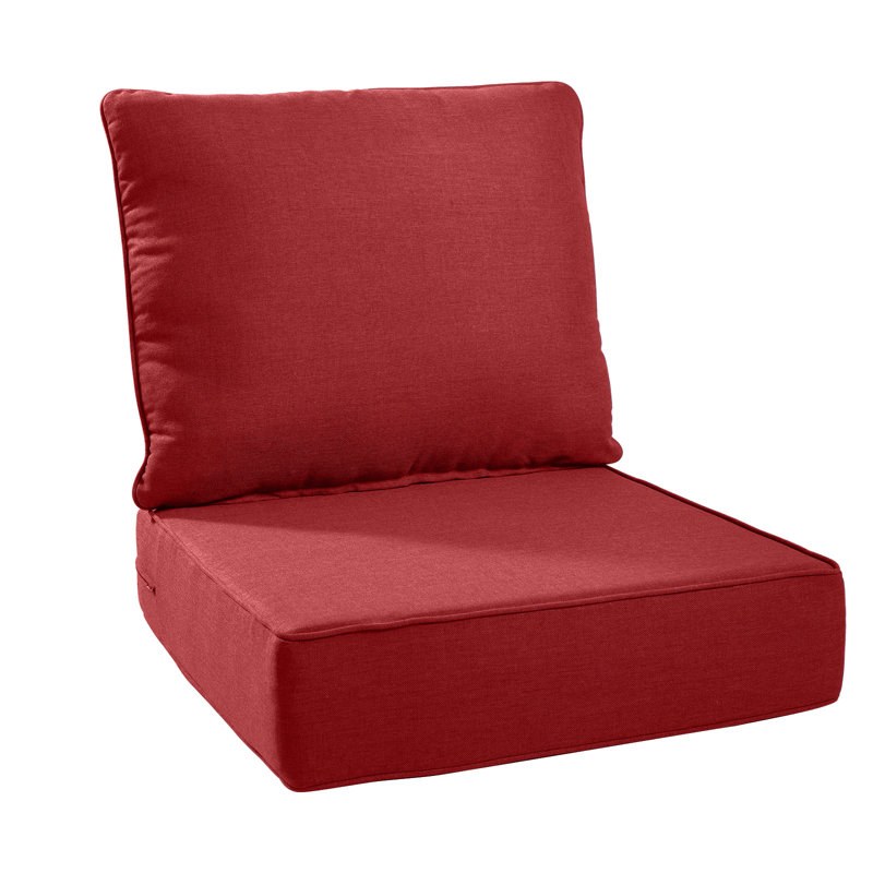 Wickes 24 In. X 24 In. Outdoor Deep Seating Lounge Chair Cushion 6" Thick Water-Resistant Seat/Back Cushion, Red