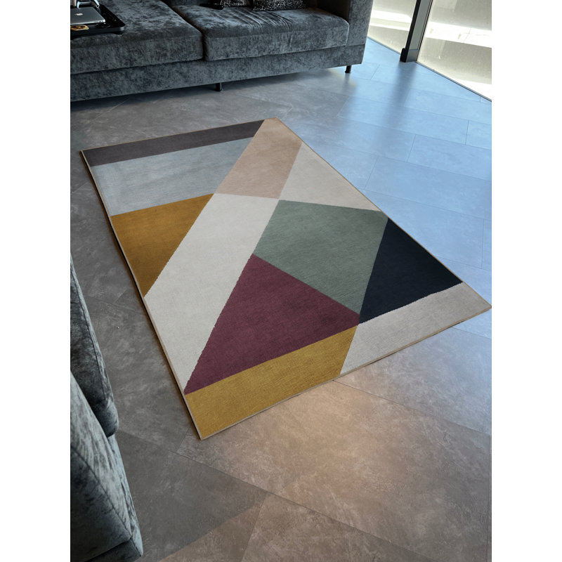 Multi-Colored Geometric Triangle Shape Patterned Creative Modern Decorative Rug, Runner 3'9.81" x 6'6.74"