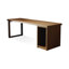 Bureau rectangulaire en bois massif de couleur noyer avec armoire