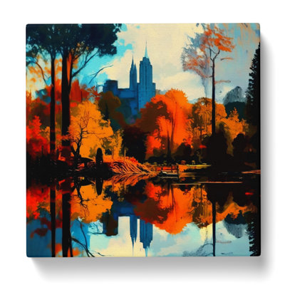 Central Park Abstract Art No.1 - Wrapped Canvas - Framed Print