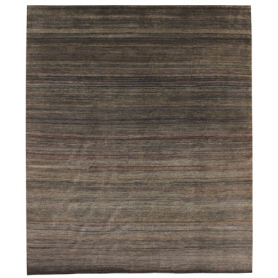 Tapis unique gris / mousse / brun de 10 pi 8 po x 12 pi 9 po Gabbeh