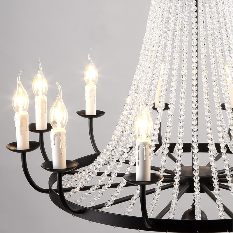 Tackett 12 - Light Candle Style Chandelier, Black