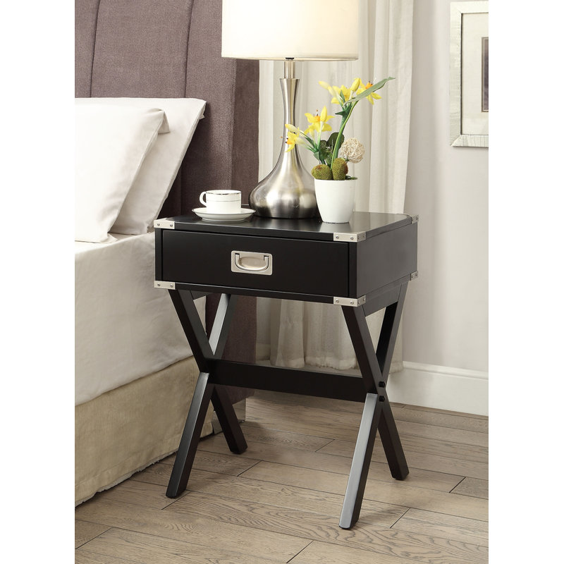 table de chevet carrée en bois, black