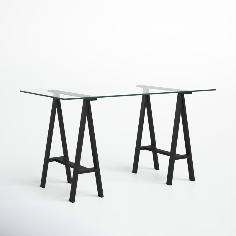 Kapri Tigerlily Glass Desk, 30" H x 55" W x 30" D, Black