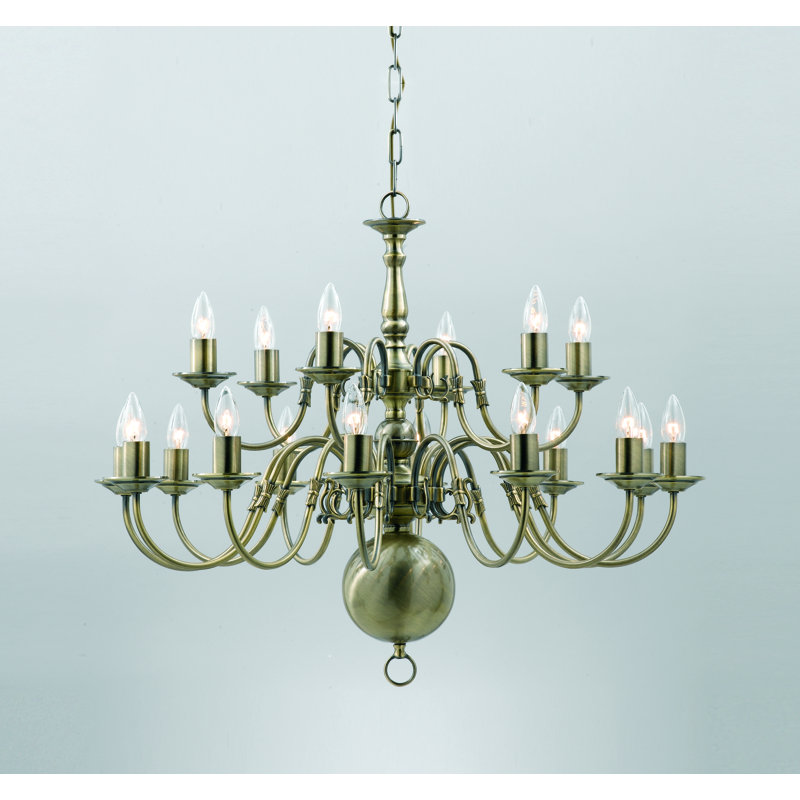 Roosevelt 18 - Light Chandelier, Antique Brass