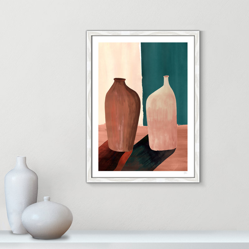 Contrast Pots Print par Violets Print House, L 17 po x H 23 po, Impression encadrée, Grain de bois blanc