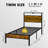 Bed Frame With Charging Station, Storage Headboard And Led Lights, Industrial Platform Bed With Metal Slats-521136084-524885027
