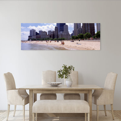 Groupe de personnes sur la plage, Oak Street Beach, Chicago, Illinois, États-Unis