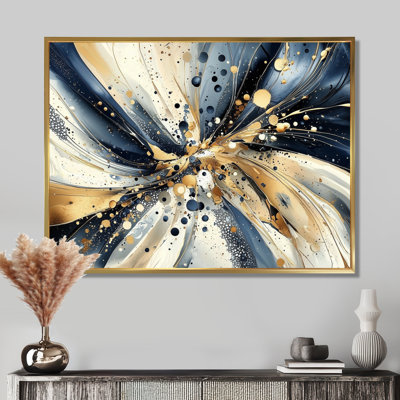 Explosion Of Abstract Gold Blue Marble Chaos II - Abstract  Fractal Wall Art