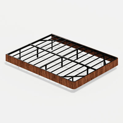 Floating Bed Frame For Queen, Walnut - Toned, Led Strip Lights, Wave Shaped Wood Panel, Heavy Duty Metal Support, Invisible Suspension Effect, Sound Activated Color Adjustable Stable Load Bearing