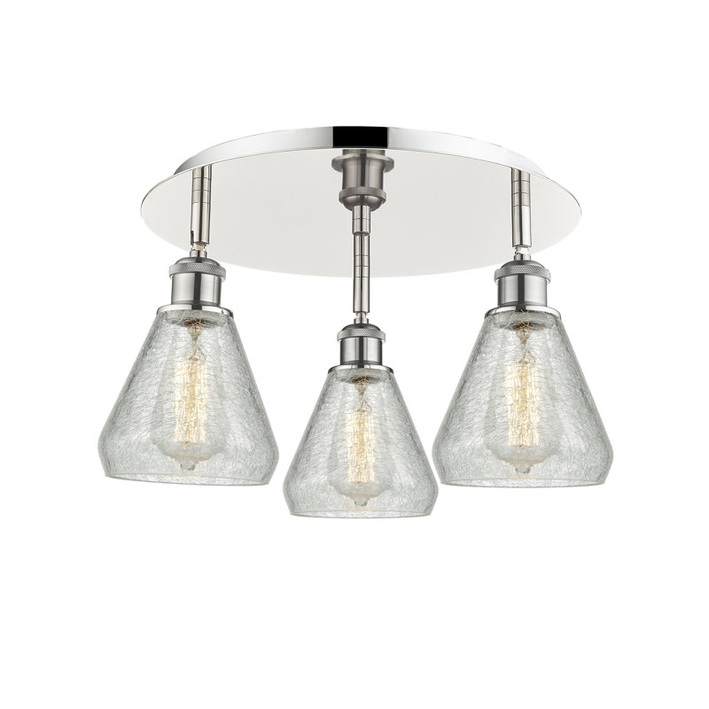 Beaonca Glass Flush Mount, Polished Nickel